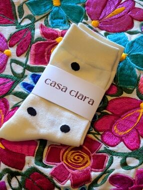 Casa Clara Cream Polka Dot Socks